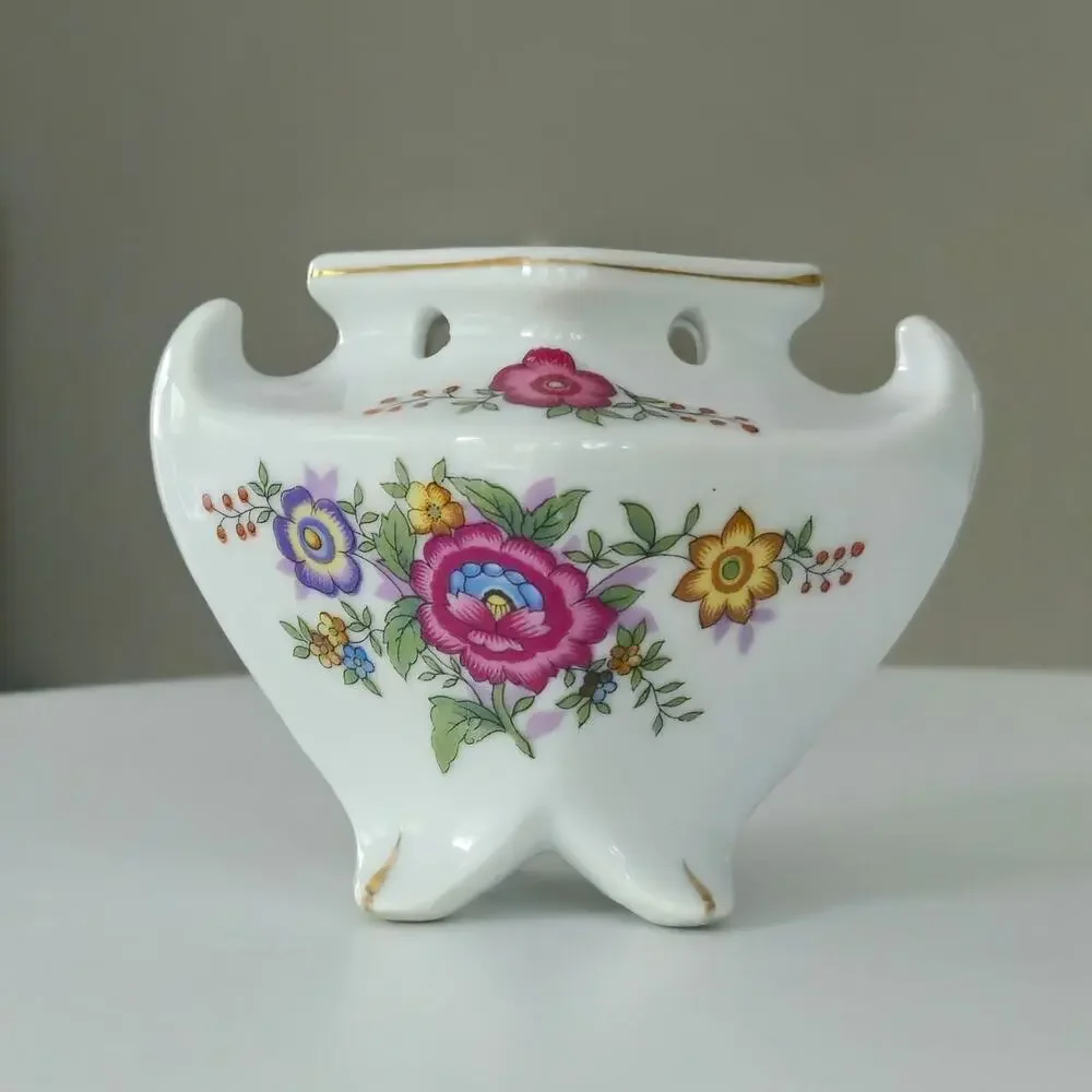 Vintage Japanese Porcelain Pagoda Posy or Incense Holder | 1950s–60s Bud Vase